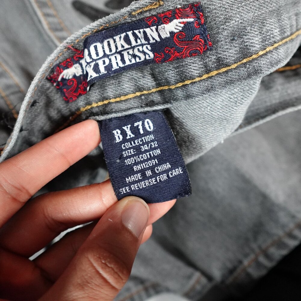 Vintage Brooklyn Xpress Jeans Mens 34x32 (Fits 30x29) Embroidered Baggy Fit Y2K - Picture 5 of 10